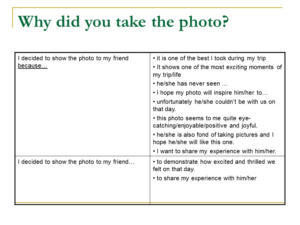 Why did you take the photo?